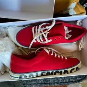 Red Balenciaga low top sneakers